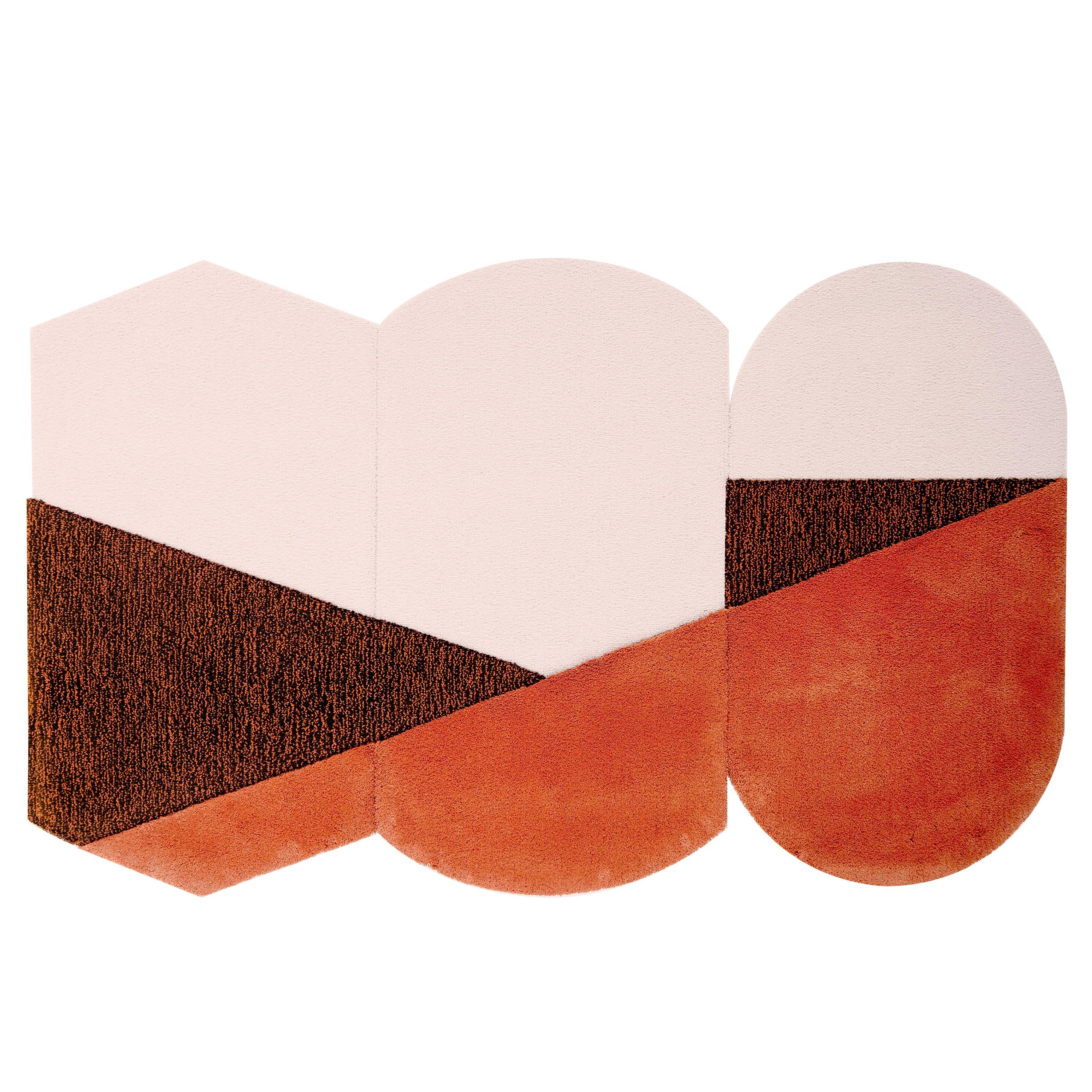 Ziegelbrauner Oci-Teppich Triptychon von Seraina Lareida im Angebot