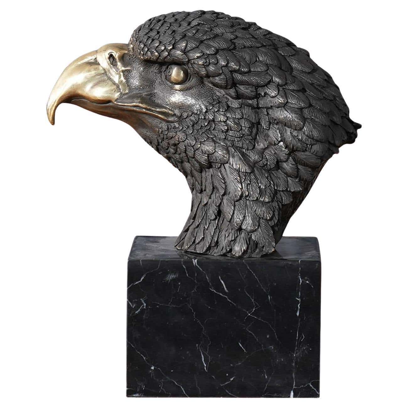 Medium Bronze Eagle Bust on Marble Base For Sale at 1stDibs