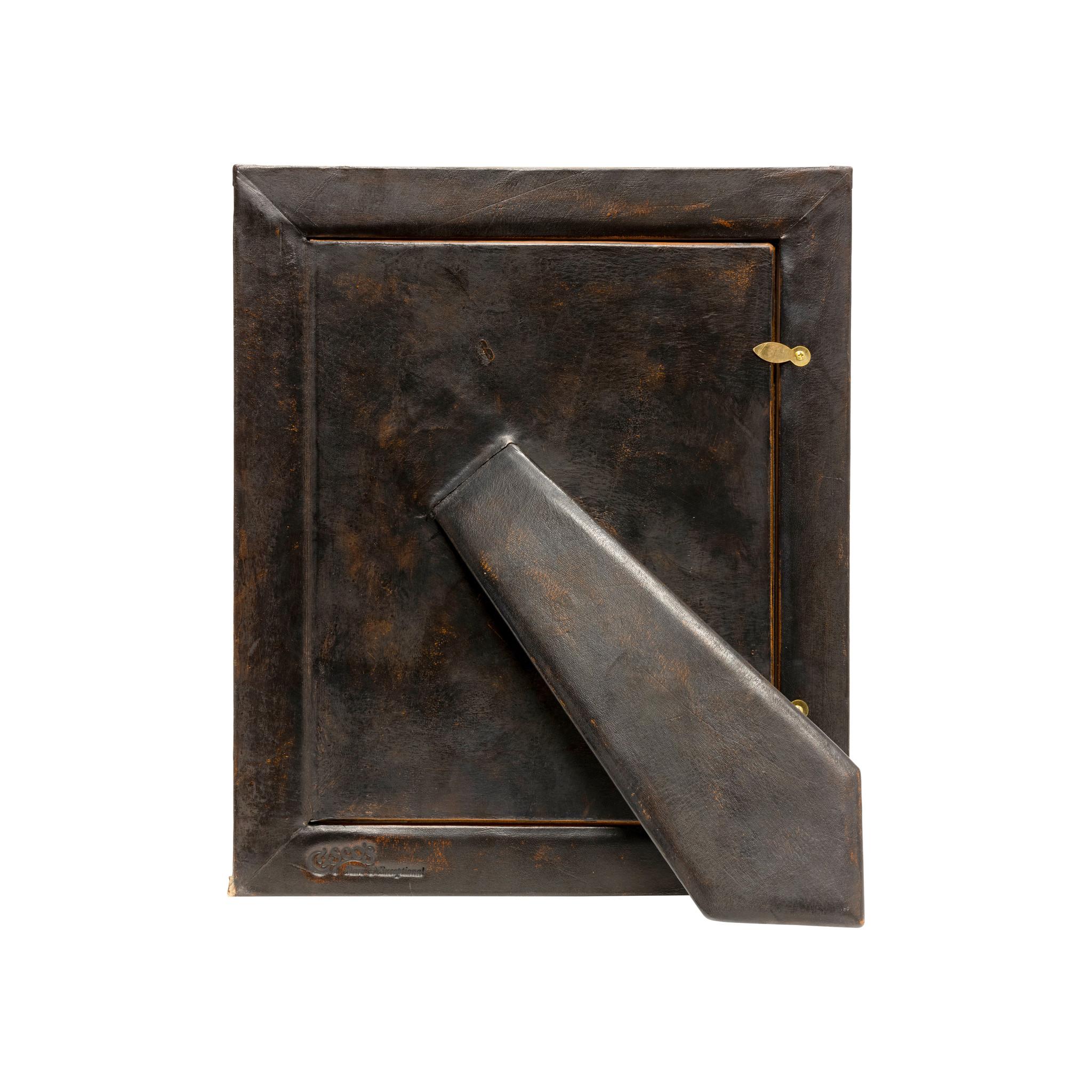 4x6 Medium Brown & Black Leather Tabletop Bilderrahmen- The Saddle Shop  im Zustand „Neu“ im Angebot in Coeur d'Alene, ID