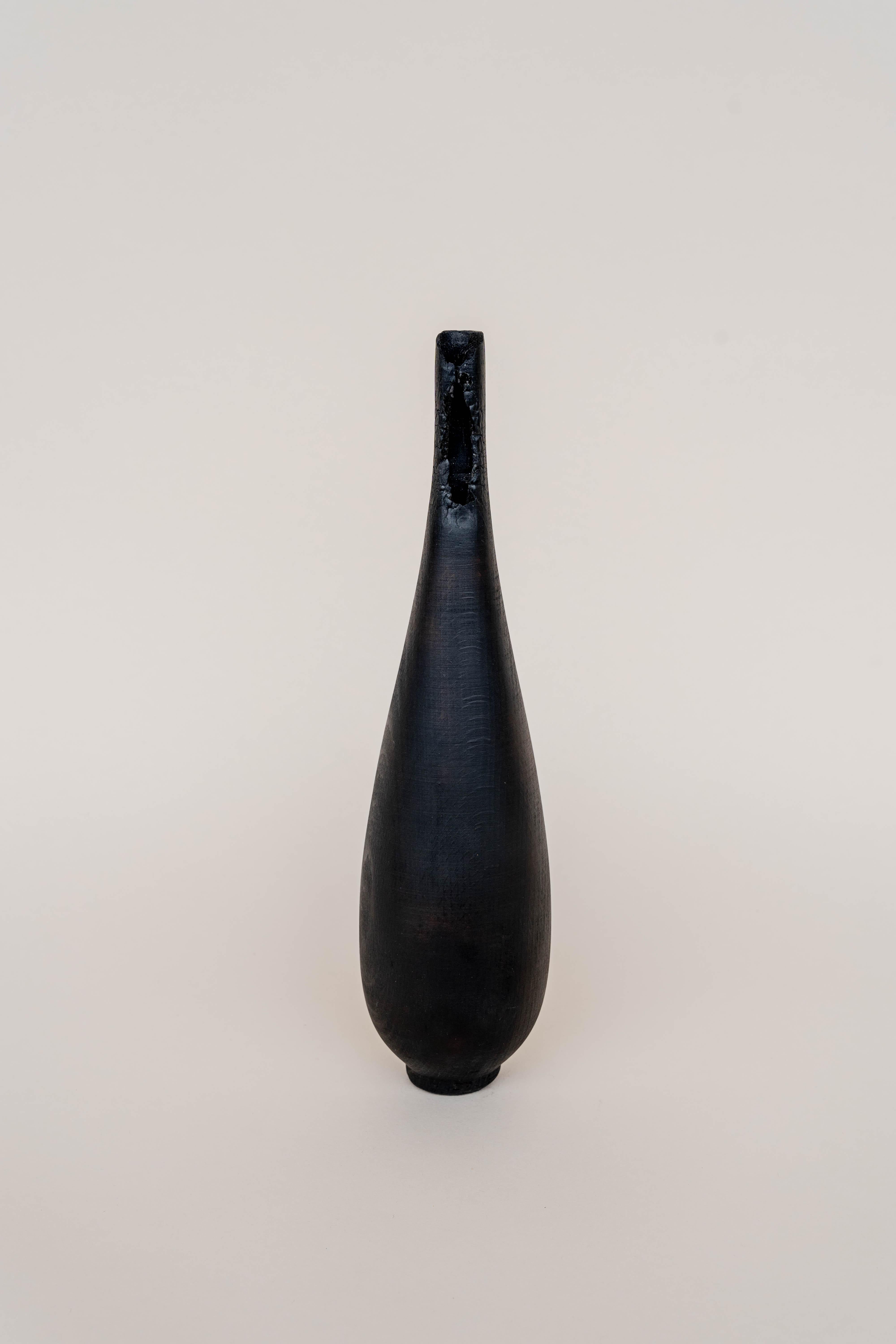 Wood Medium Burnt Vase by Daniel Elkayam For Sale