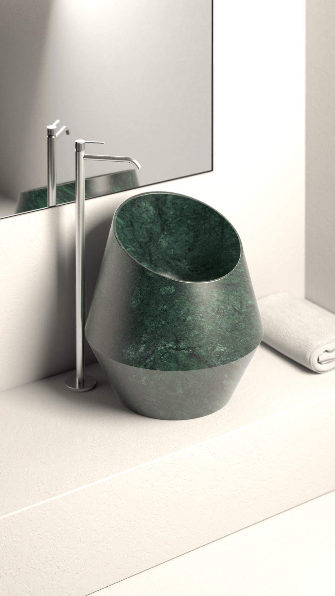 Medium Calacatta Macchia Vecchia Tosca Washbasin by Marmi Serafini For Sale 3