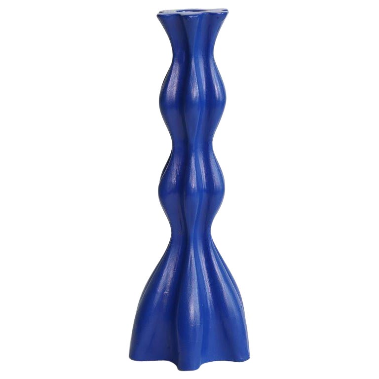 Medium Capillary Waves Candlestick in Cobalt For Sale