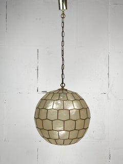 Medium Capiz Shell Lamp attributed to Feldman Lighting, 1960s