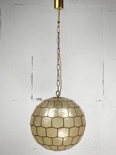 Medium Capiz Shell Lamp attributed to Feldman Lighting, 1960s