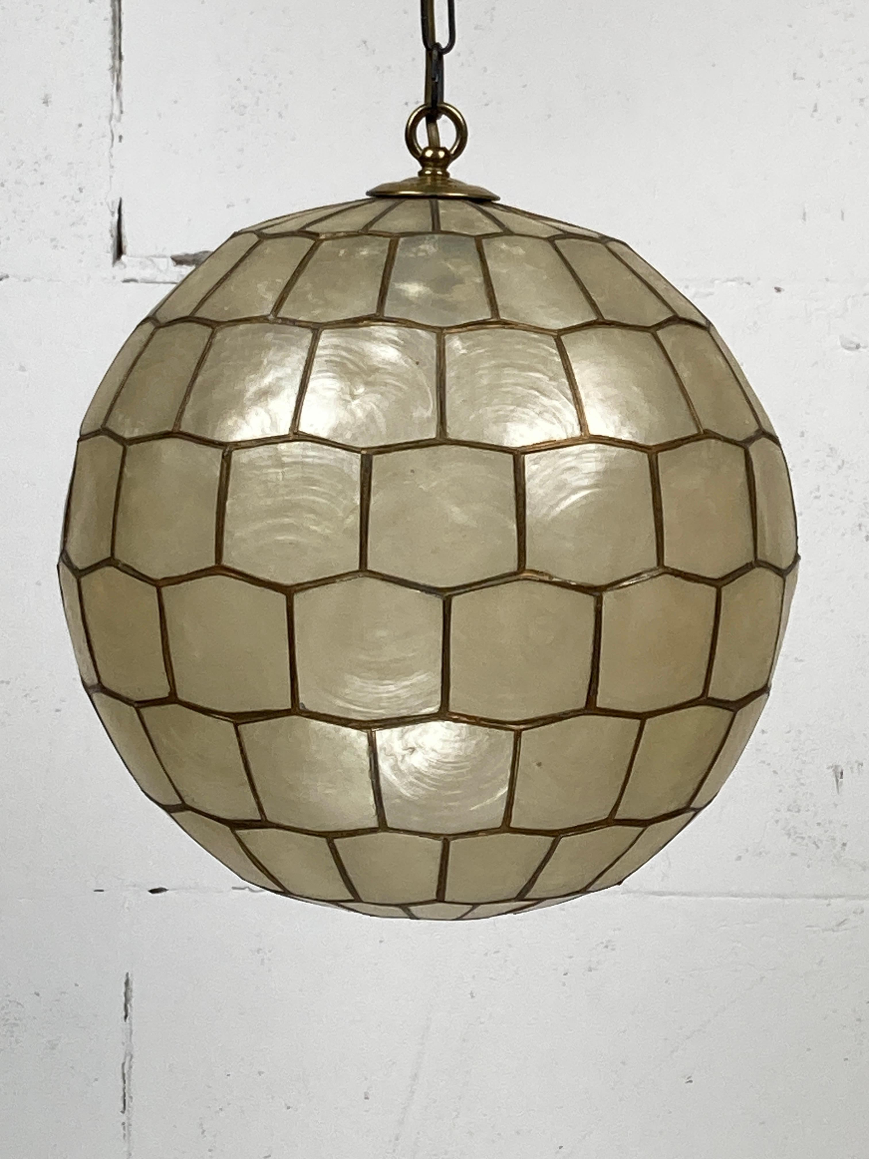 Mid-Century Modern Medium Capiz Shell Lamp attributed to Feldman Lighting, 1960s