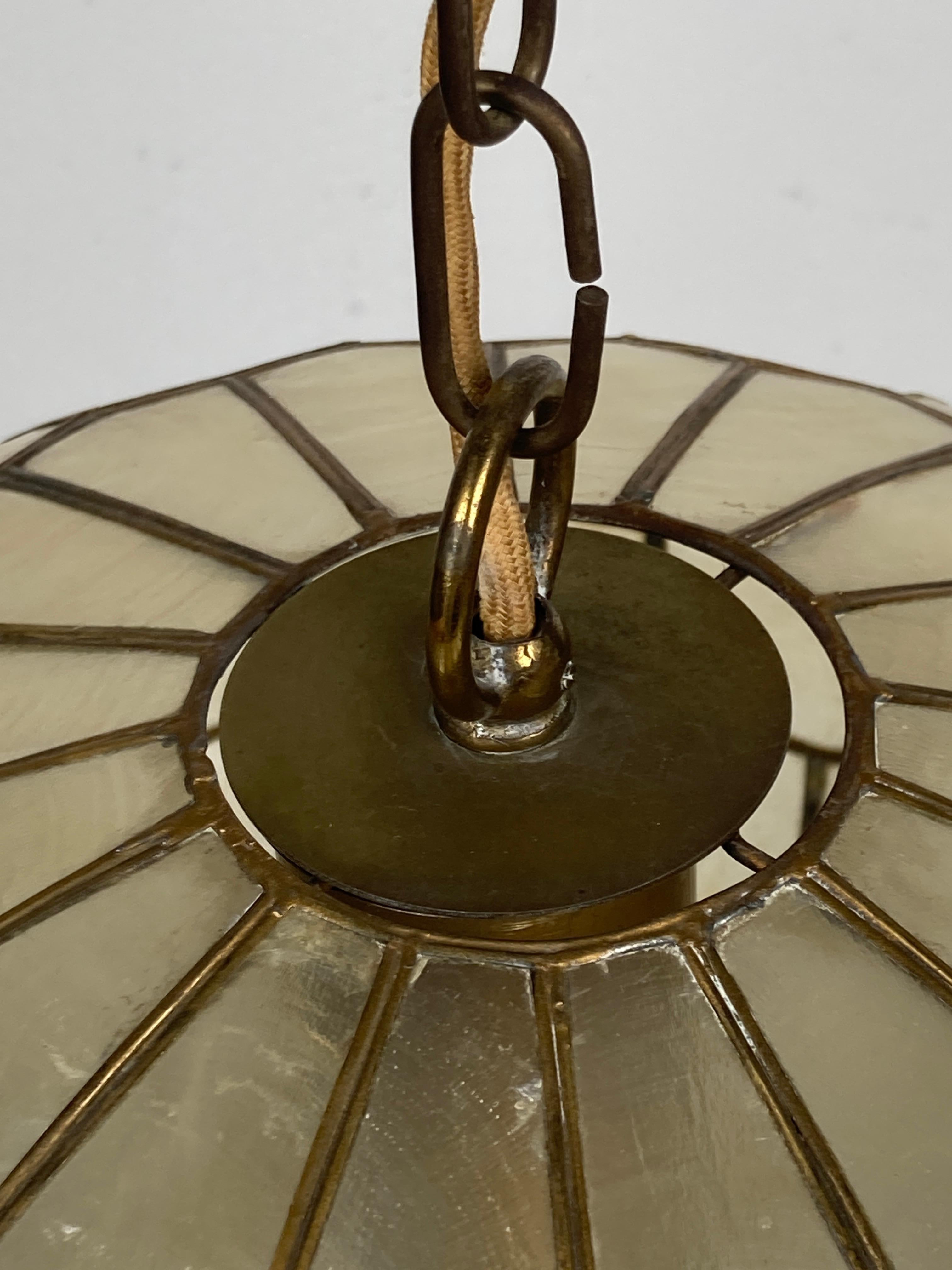 Mid-20th Century Medium Capiz Shell Lamp attributed to Feldman Lighting, 1960s
