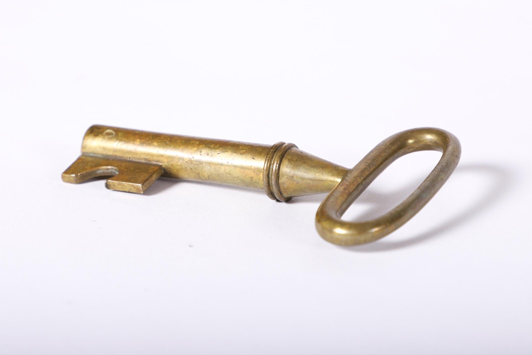 Mid-Century Modern Medium Carl Auböck Brass Corkscrew in a Key Shape For Sale