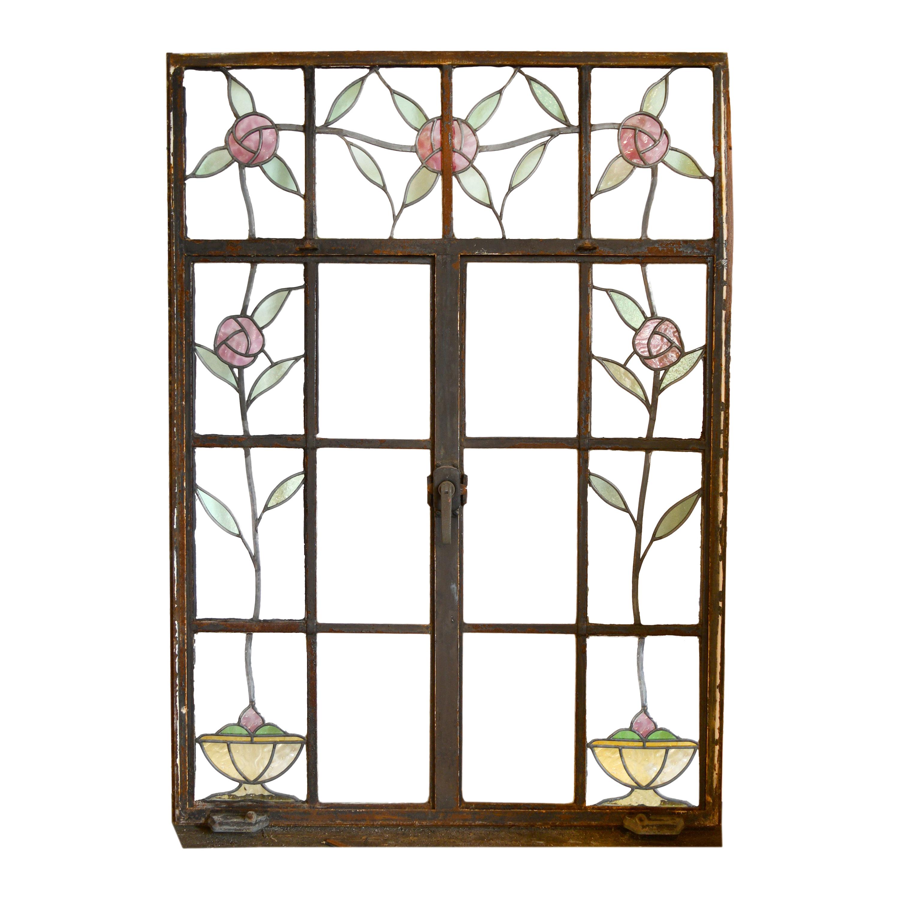 Medium Casement Window with Stained Glass Roses