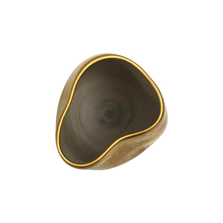 Medium Ceramic Vase with Dent and Burnished Gold Lustre Glaze by Sandi