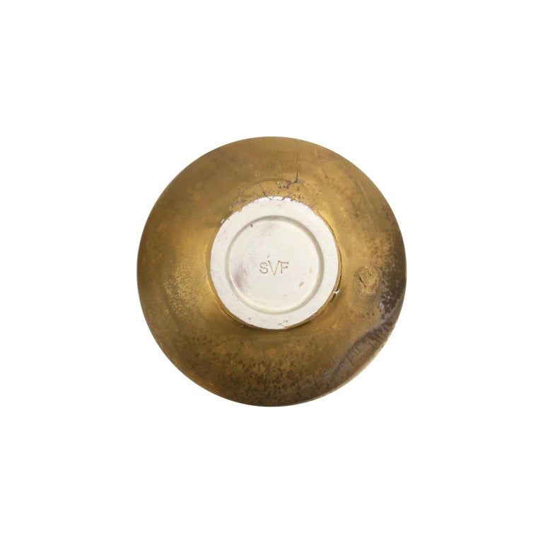 Medium Ceramic Vase with Dent and Burnished Gold Lustre Glaze by Sandi