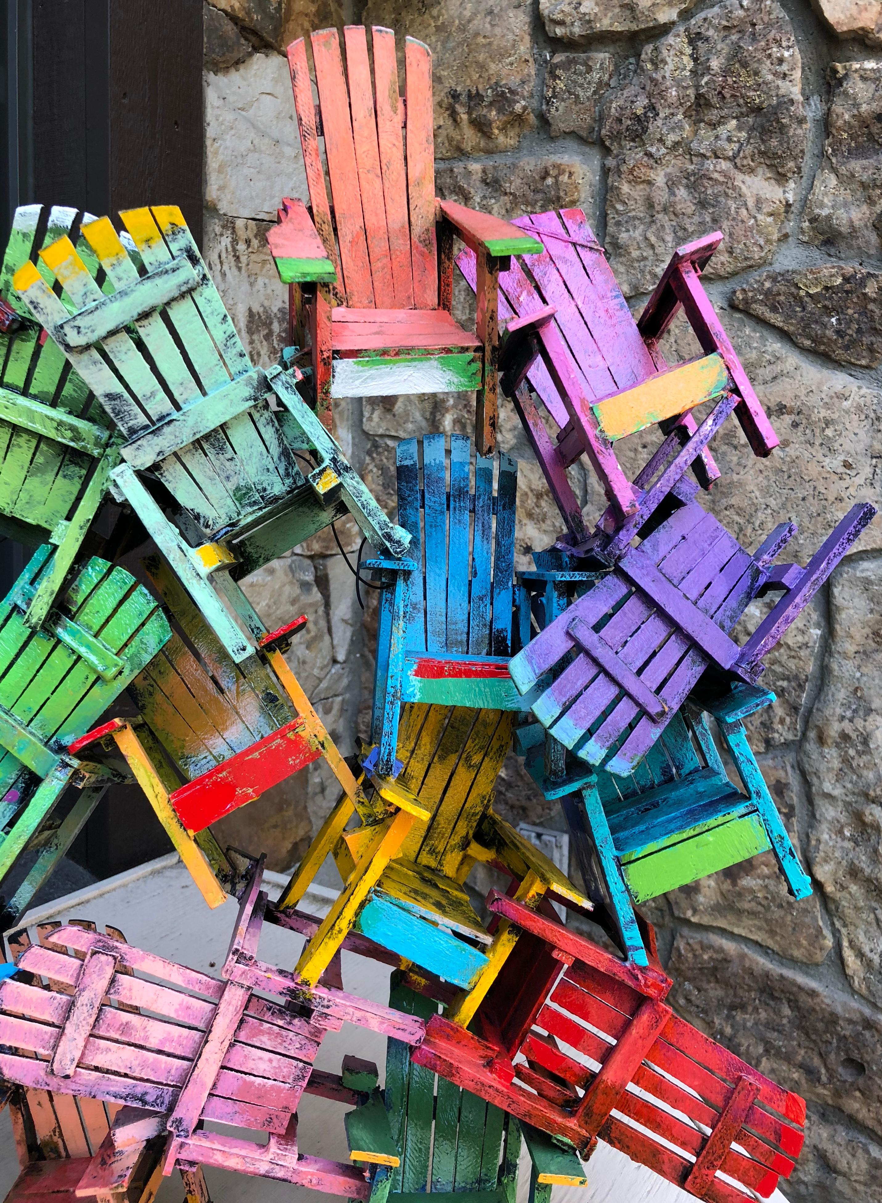 Paul Jacobsen uses everyday objects, such as chairs, cars, airplanes, trains, motorcycles and puzzles, all built from scratch, and turns them into haunting and very desirable works of art. Among his most famous works are the Adirondack chair series,