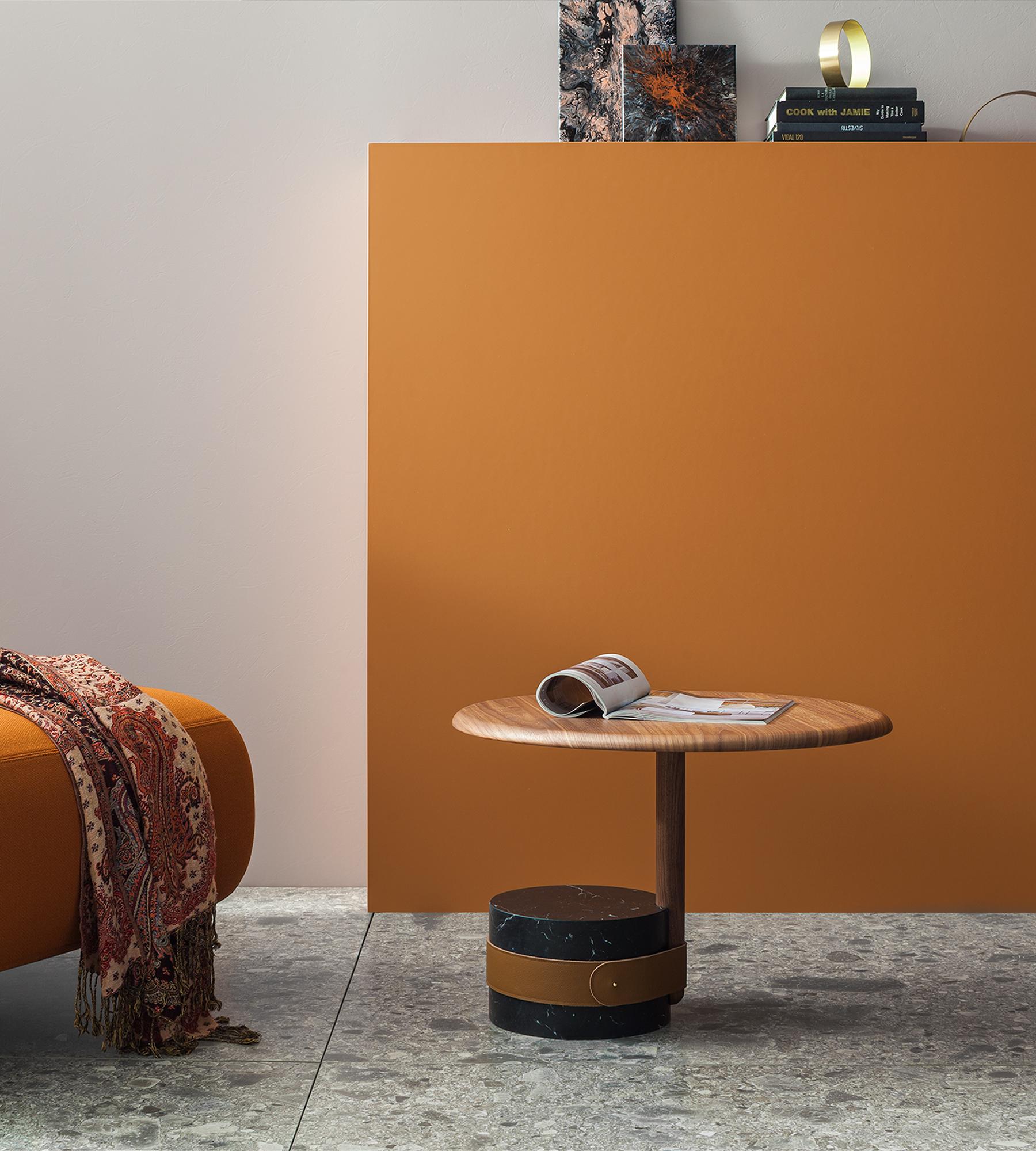 Medium Champignon Coffee Table by Morica Design
Dimensions: D 60 x W 60 x H 42 cm.
Materials: Canaletto walnut, Cognac leather, Black Marquinia marble.

Available in Canaletto Walnut, Laguna Oak, or natural oak wood. Please contact us.
Available in