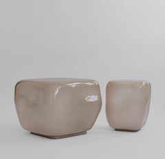 Medium Coffee Table in Smoked Desert Glass Contemporary Sculptural Design