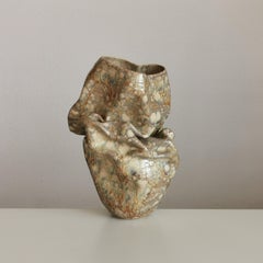 Medium Collapsed Crumpled Form, Desert Dusk, Vessel No.127, Ceramic Sculpture