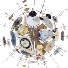 Medium Confetti Chandelier: Topaz, Black, White Glass by Avram Rusu Studio