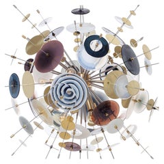 Medium Confetti Chandelier: Topaz, Black, White Glass by Avram Rusu Studio