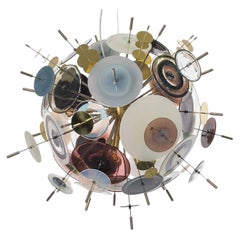 Medium Confetti Chandelier: Topaz, Charcoal and Ivory Glass by Avram Rusu Studio