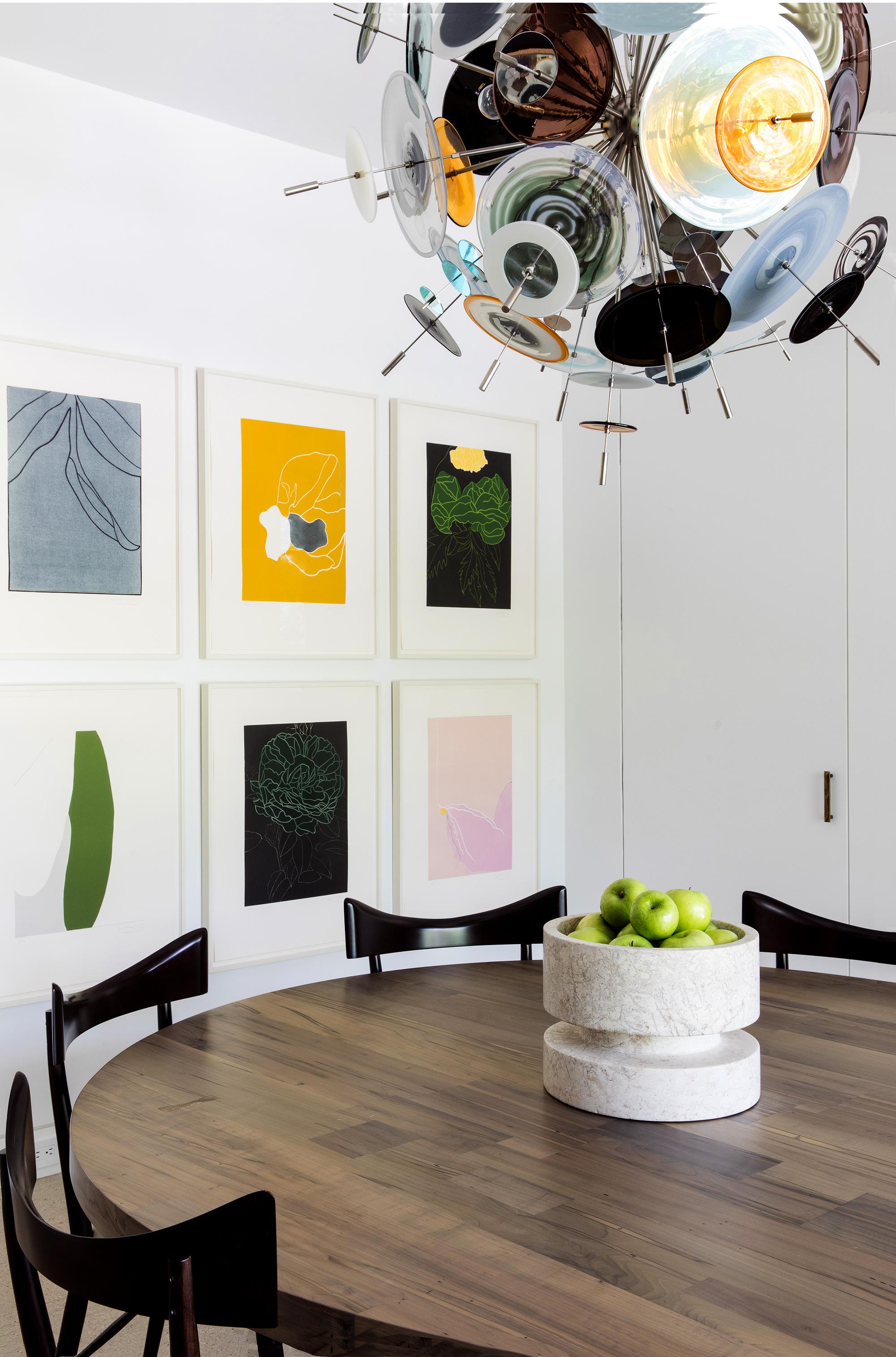 Medium Confetti Chandelier: Topaz, Charcoal, Opaline Glass by Avram Rusu Studio For Sale 2