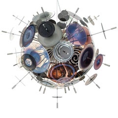 Medium Confetti Chandelier: Topaz, Charcoal, Opaline Glass by Avram Rusu Studio