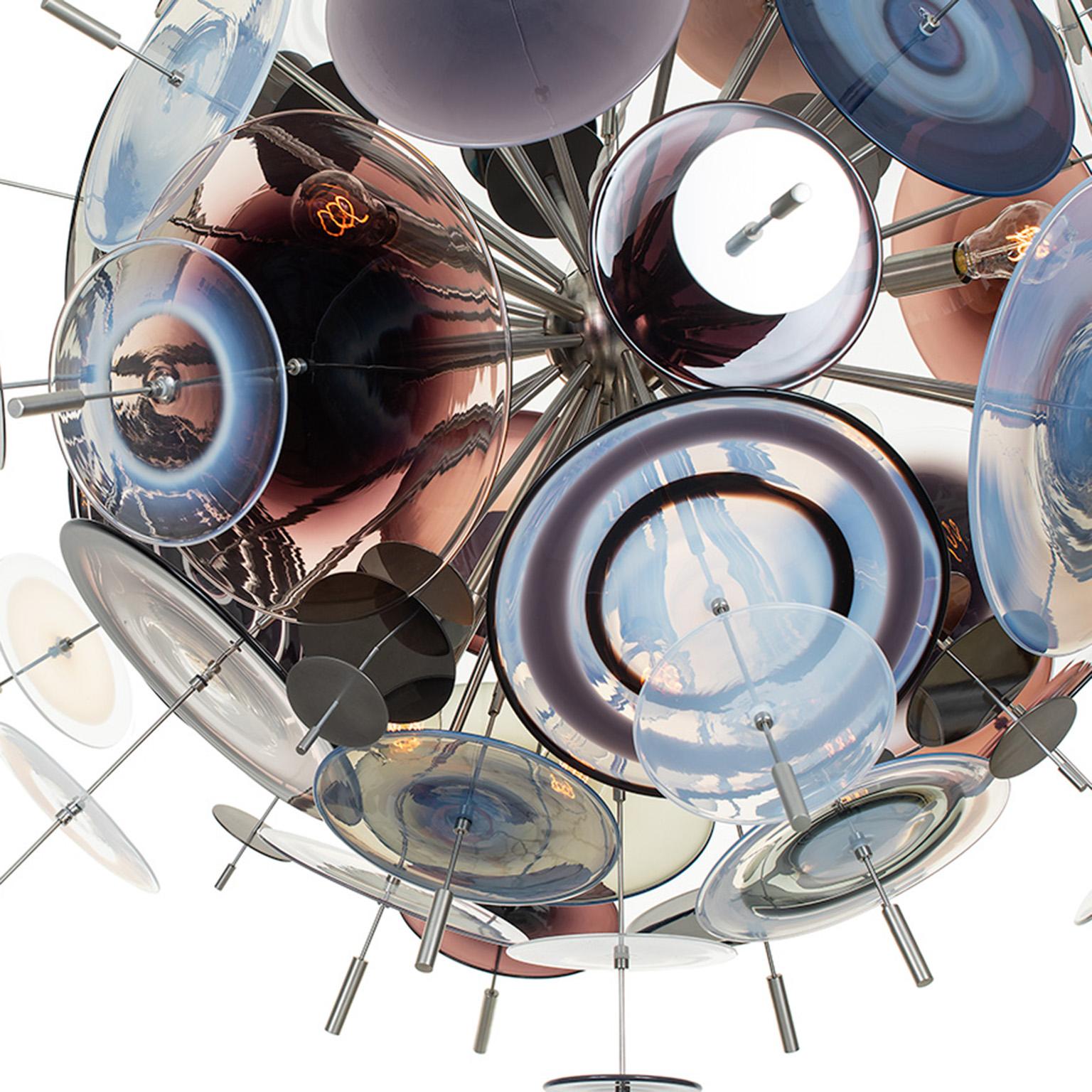 American Medium Confetti Chandelier: Topaz, Charcoal, Opaline Glass by Avram Rusu Studio For Sale