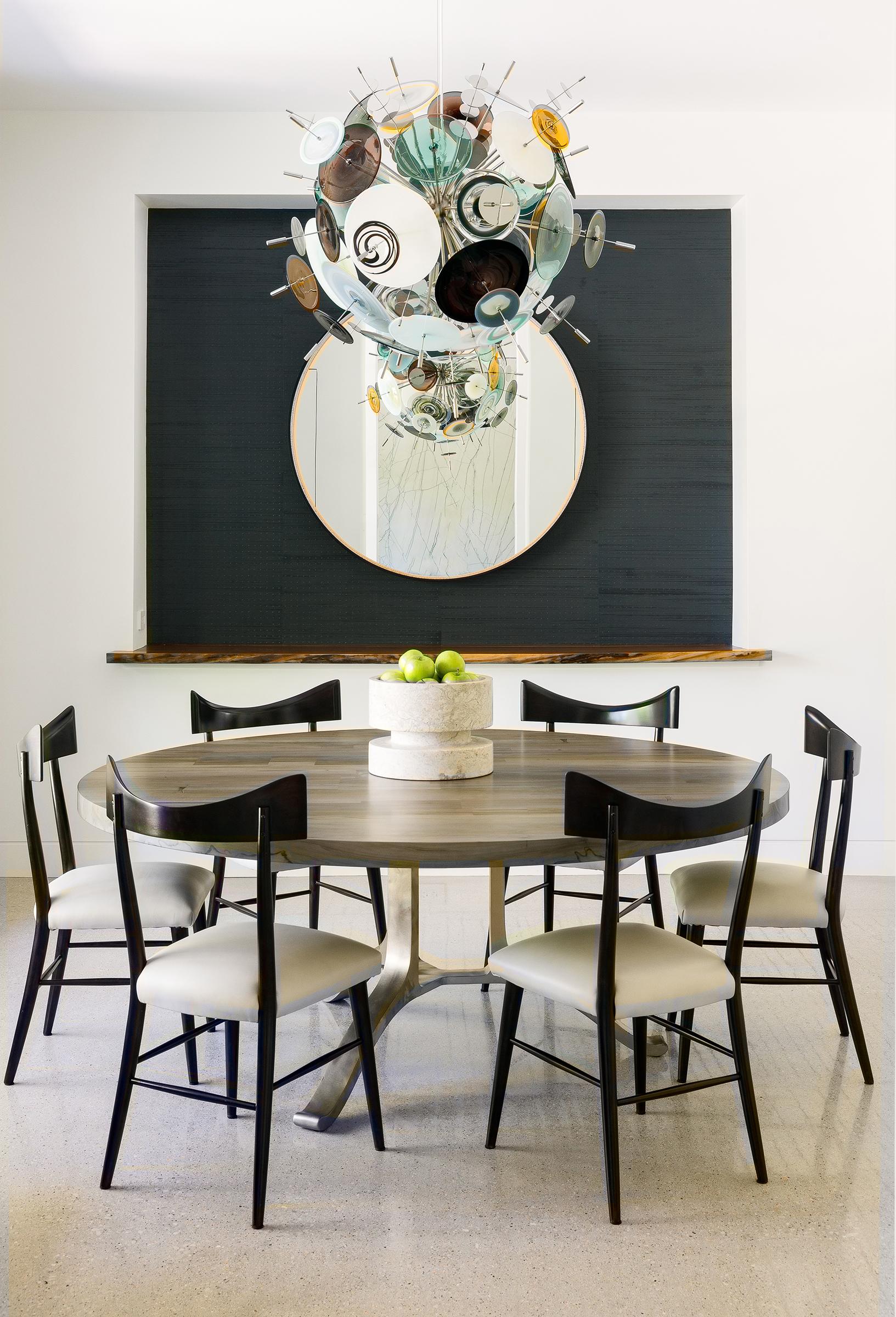Medium Confetti Chandelier: Topaz, Charcoal, Opaline Glass by Avram Rusu Studio For Sale 1