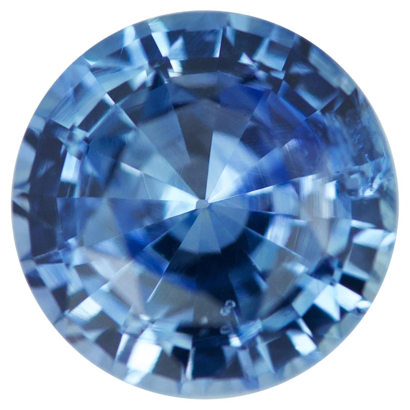 Pierre précieuse non chauffée de Ceylan, saphir bleu taille ronde taille corne d'abondance de 2,21 carats