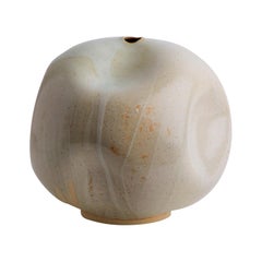 Medium Crème Handmade California Ceramic Vase Interior Sculpture Wabi Sabi
