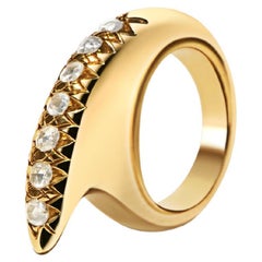 Crescent Rose Cut Diamant-Ring aus Gold mit Ridge