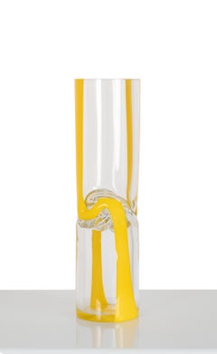 Vase moyen en verre pilé : Jade et verre clair soufflé à la main par AVRAM RUSU STUDIO