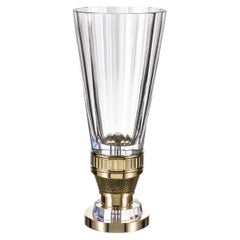 Vaso decorativo medio in cristallo con base in bronzo