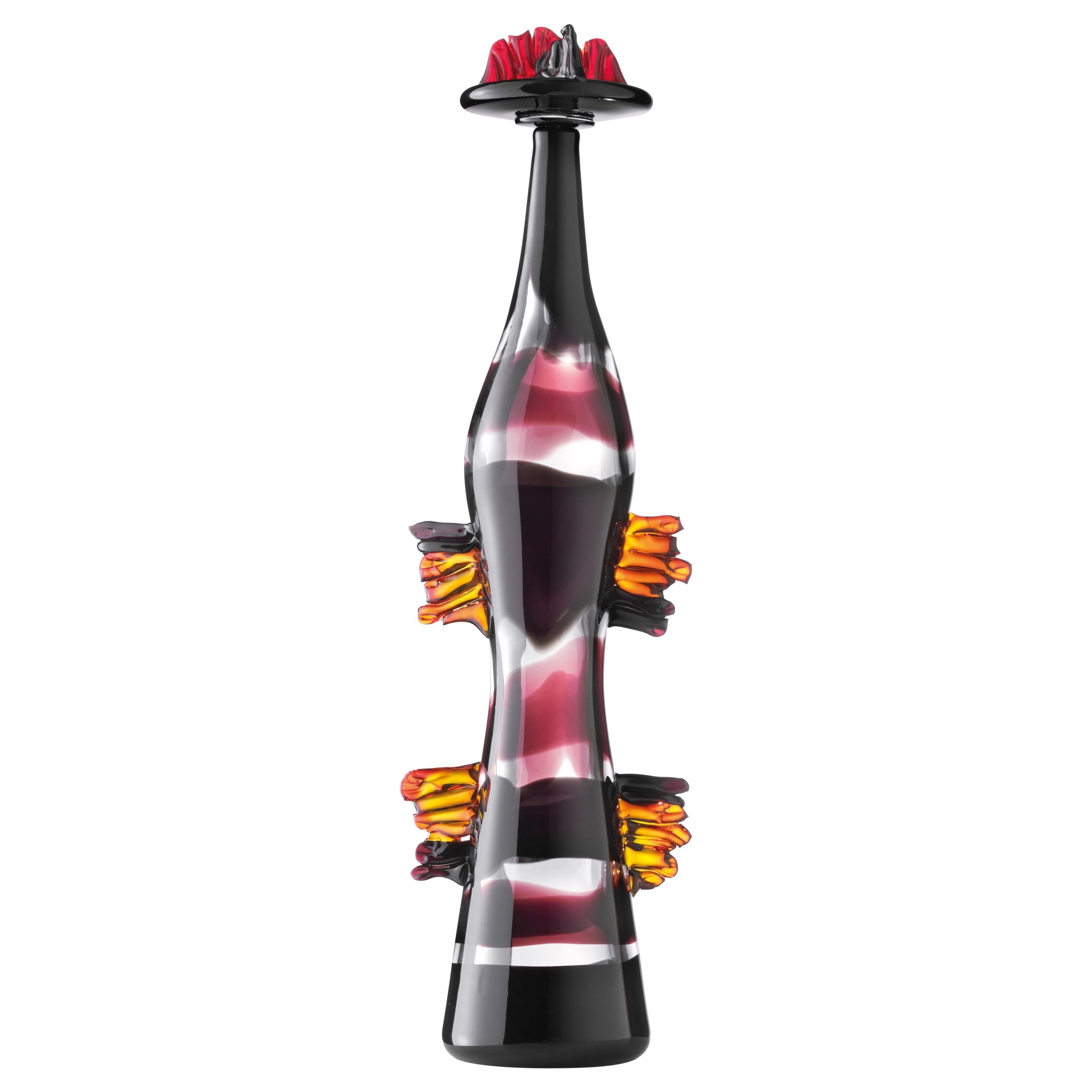 Multi (01201) Medium Dame Murano Glass Bottle by Luciano Gaspari