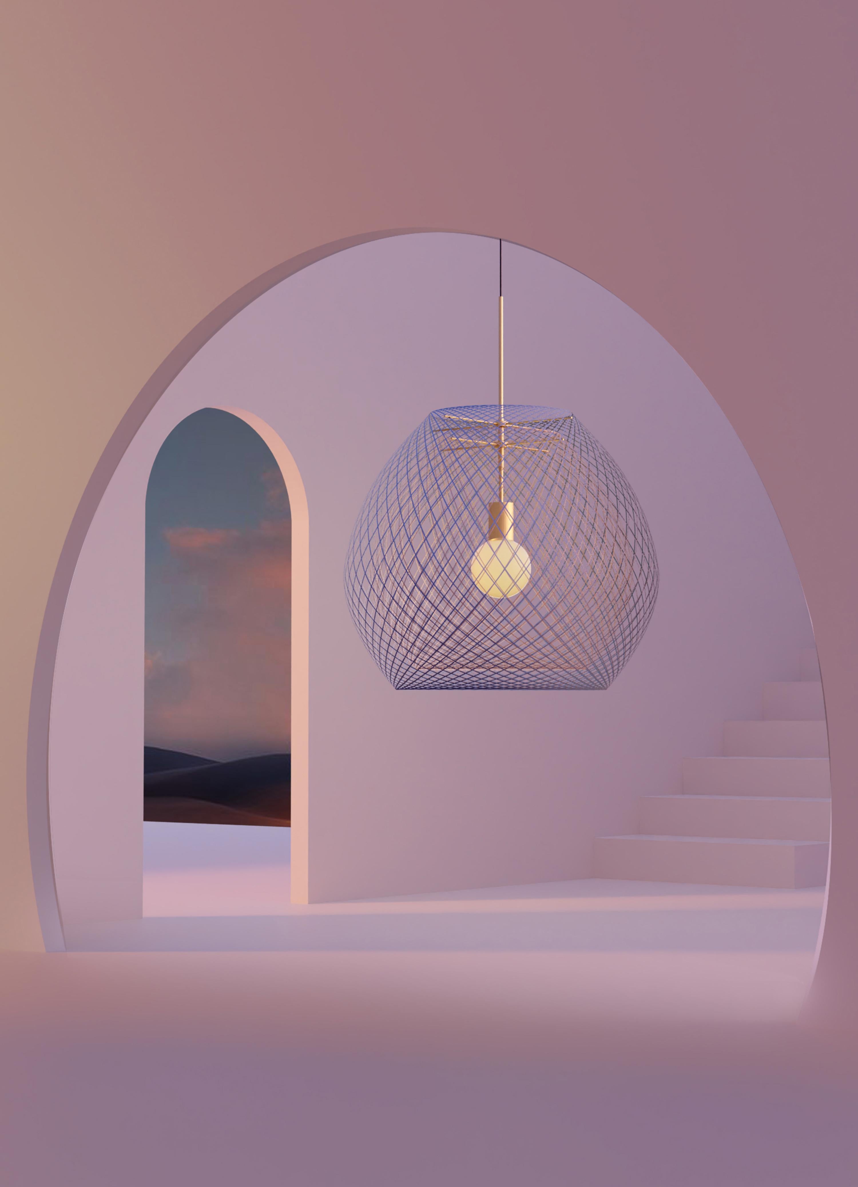 Medium Dark Pink Moon Twilight Single Pendant Lamp by Atelier Robotiq For Sale 3