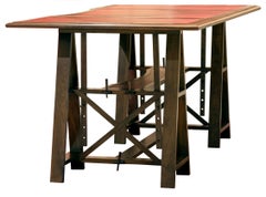 Medium Dark Walnut Architect Adjustable Desk with Black or Brown Leather Insets