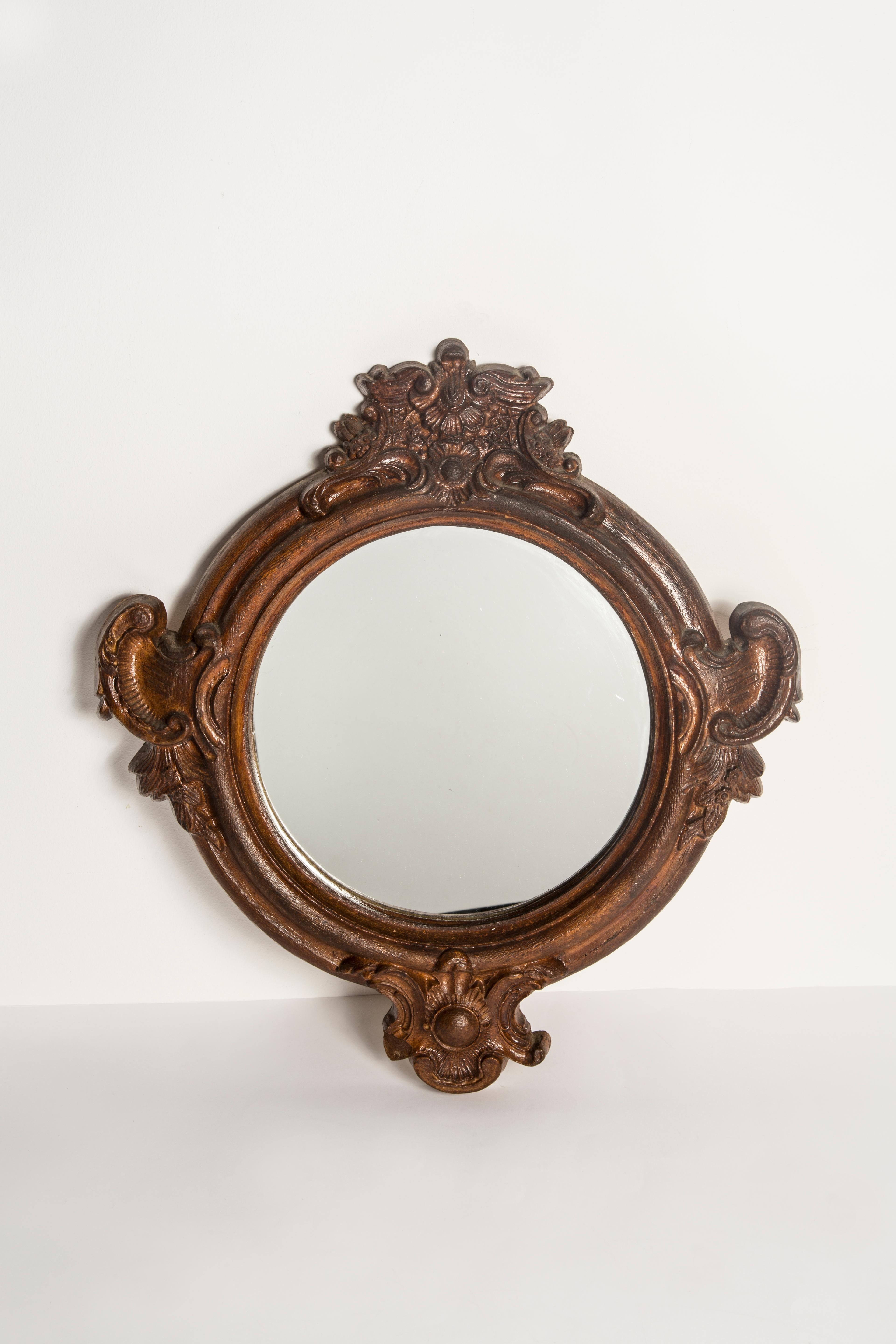 Medium Decorative Brown Original Glass Mirror, Europe, 1960s For Sale 2