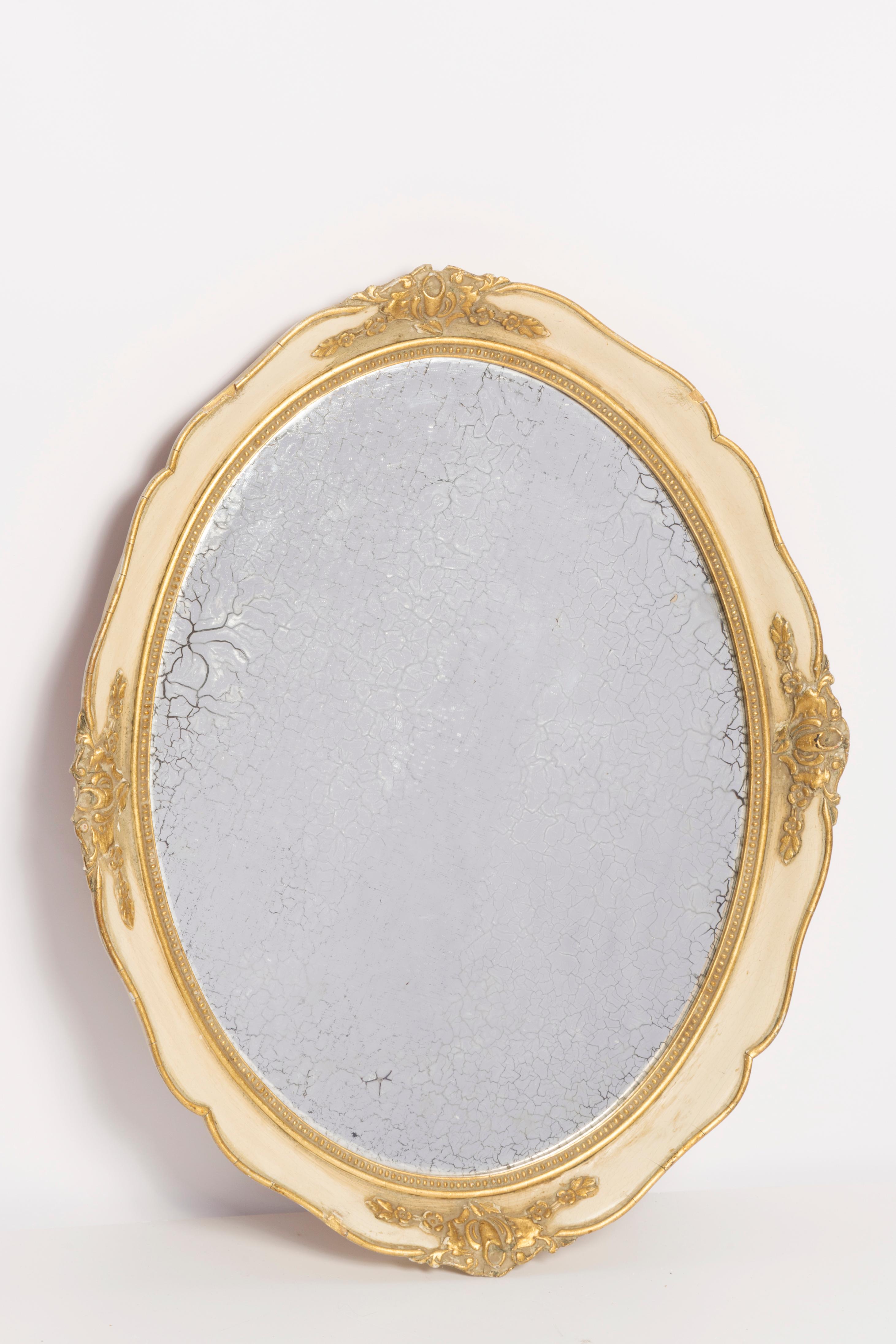 Medium Decorative Gold Wood Original Glass Patina Mirror, Italy, 1960s For Sale 3