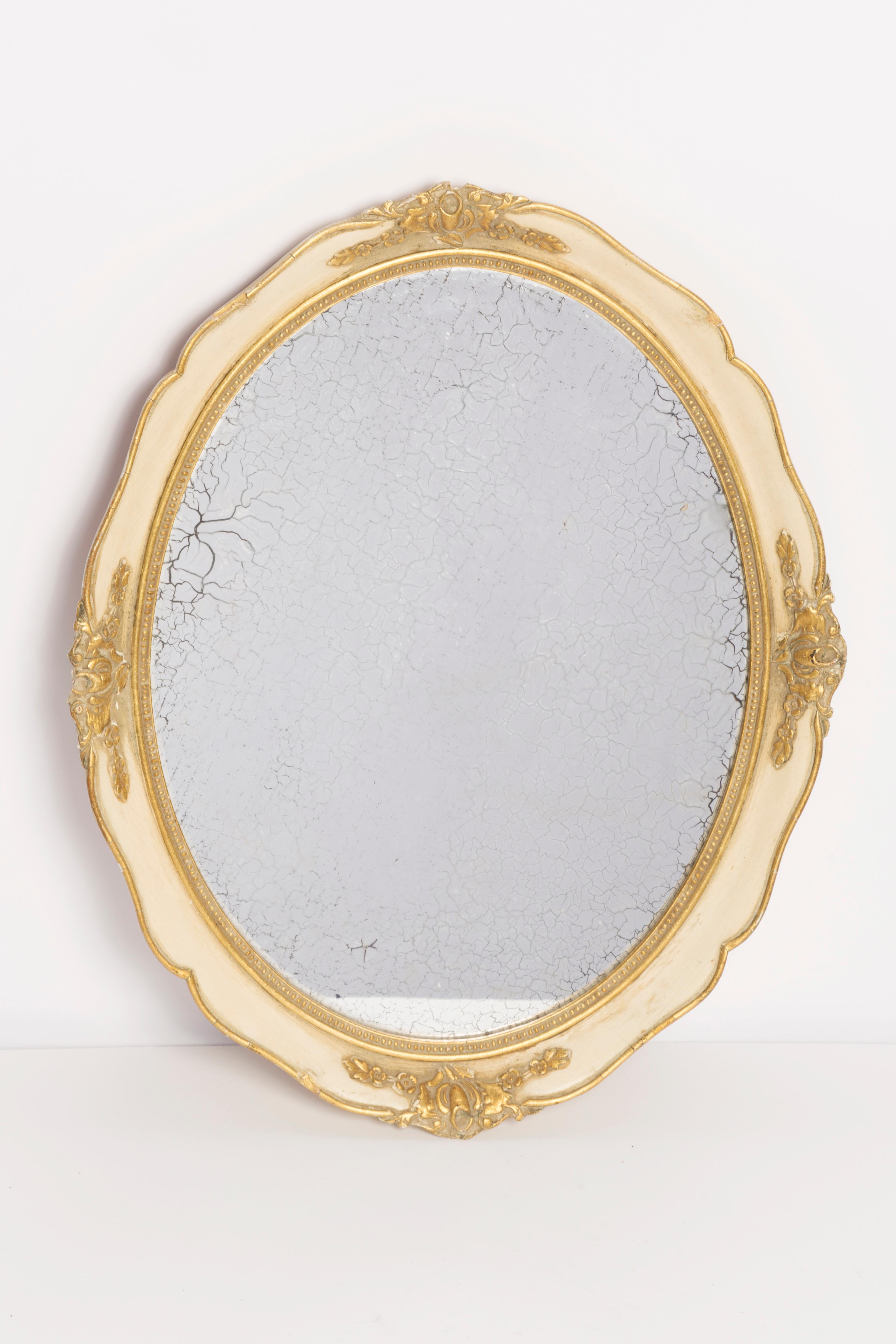Medium Decorative Gold Wood Original Glass Patina Mirror, Italy, 1960s For Sale 4