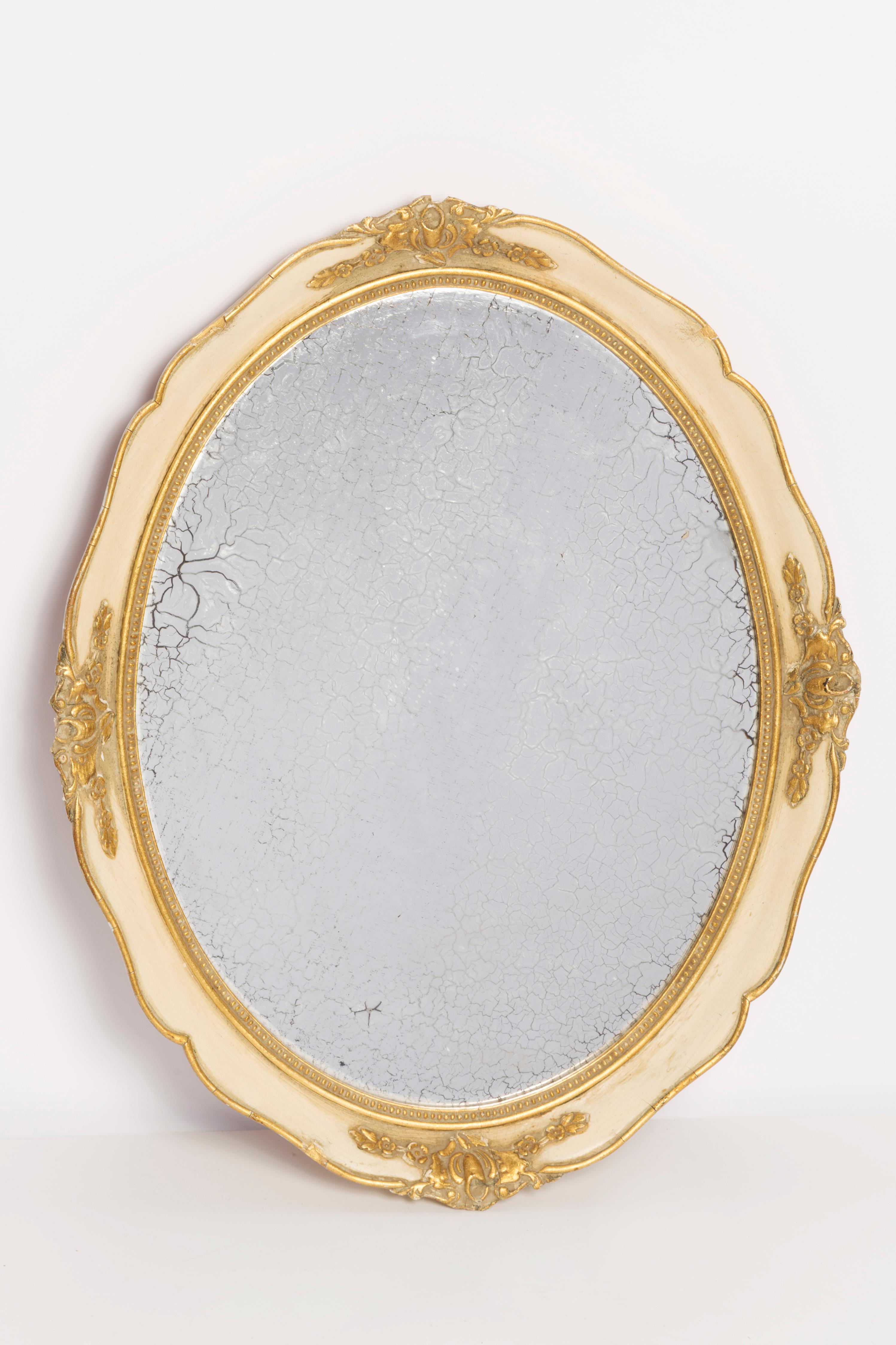 Medium Decorative Gold Wood Original Glass Patina Mirror, Italy, 1960s For Sale 5