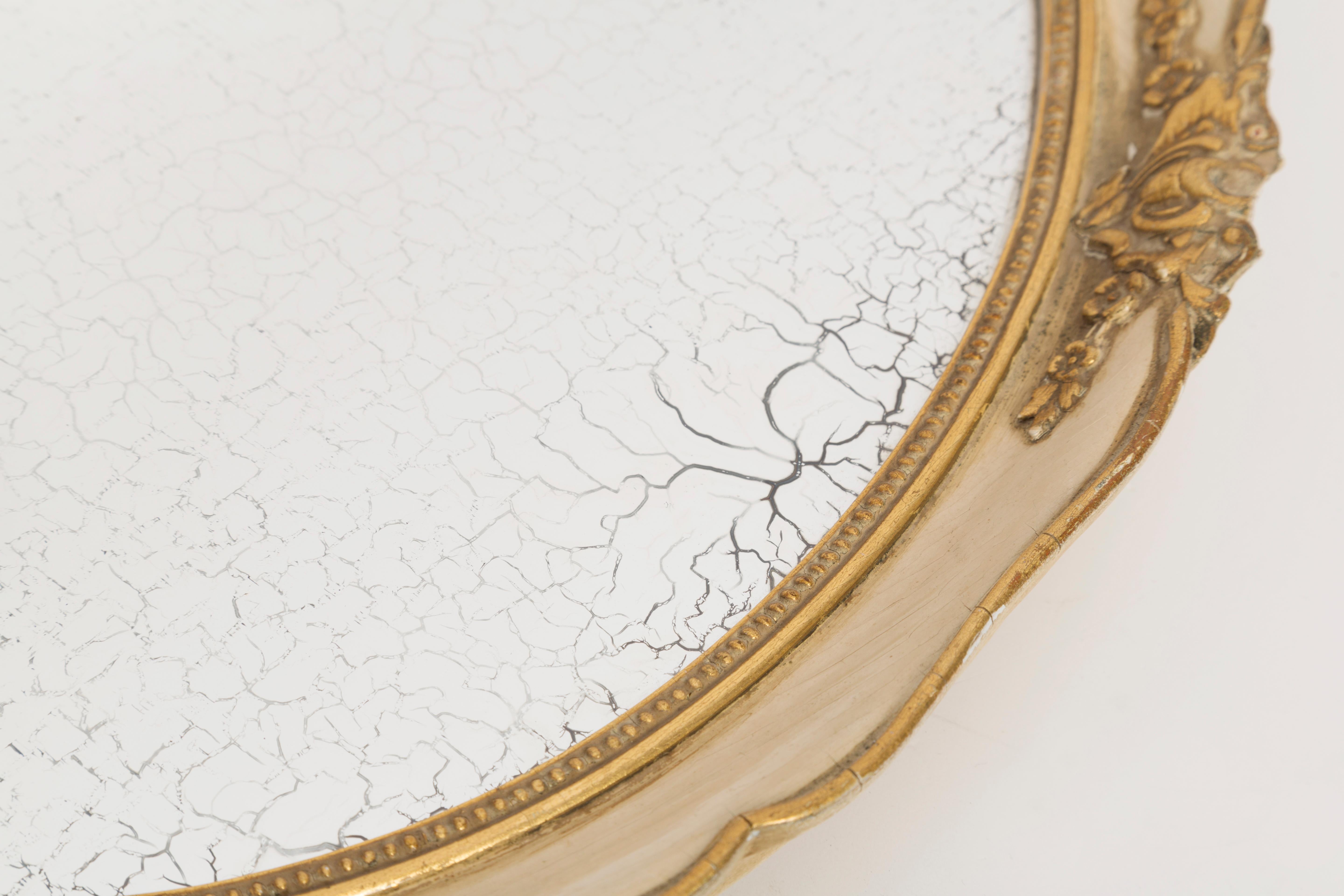 20th Century Medium Decorative Gold Wood Original Glass Patina Mirror, Italy, 1960s For Sale
