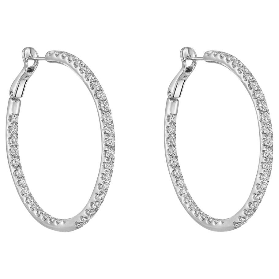 Medium Diamond Hoop Earrings '3 Carat' For Sale