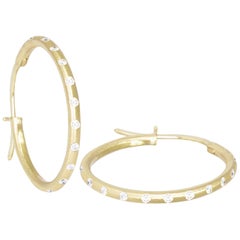 Medium Diamond 18 Karat Gold Hoop Earrings