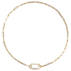 AS29 Medium Diamond Lock Necklace in 18k Yellow Gold