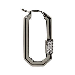 AS29 Medium Diamond Single Lock Earring in 18k Black Gold