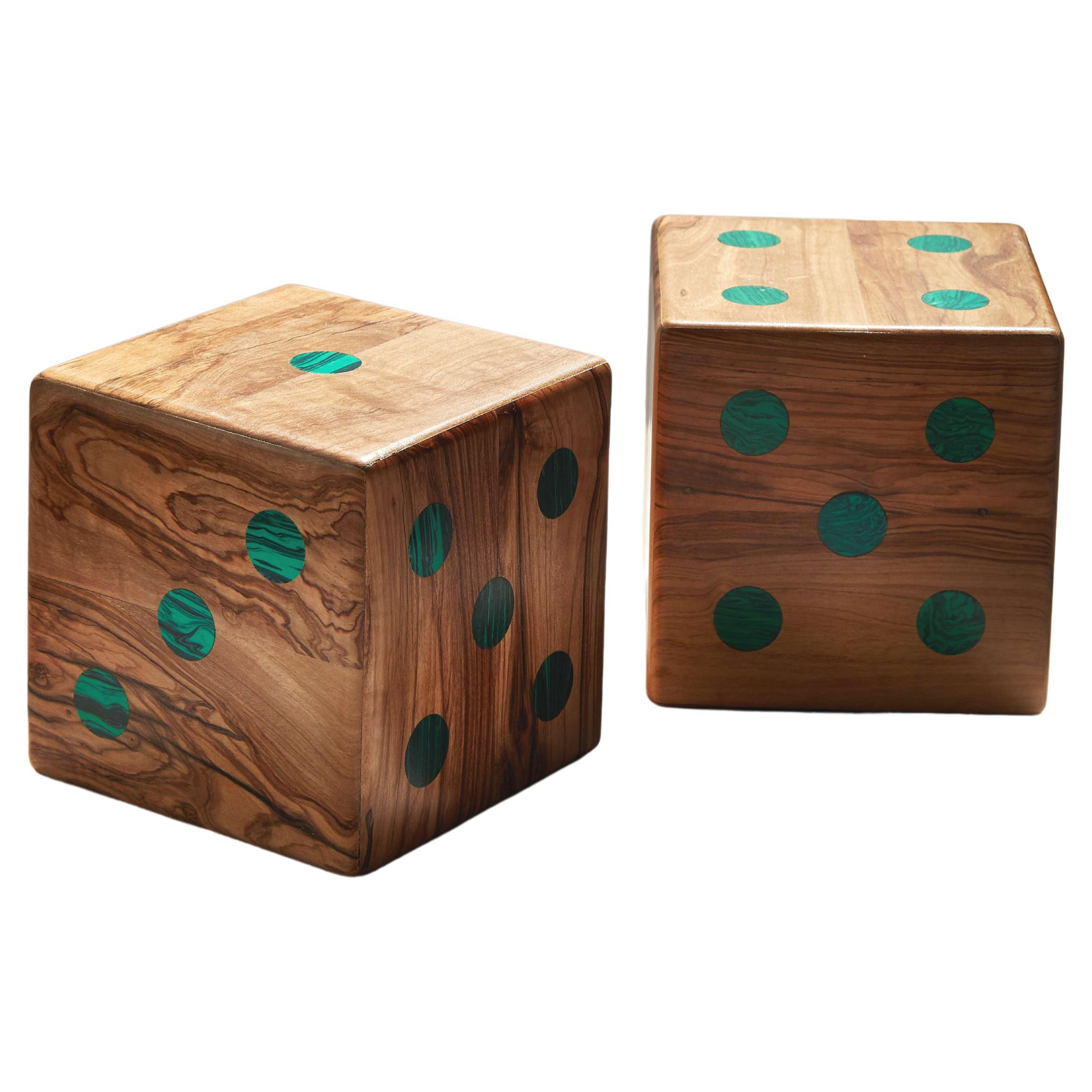 Afora Dice Set in Amethyst with Wood Holder by ANNA New York For Sale