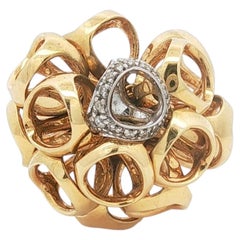 Medium Dimodolo Diamond Cocktail Ring in 18k White and Yellow Gold