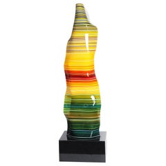 Medium Double Magikarpet Barcode Multicolored Glass Lamp w Granite/Marble Base