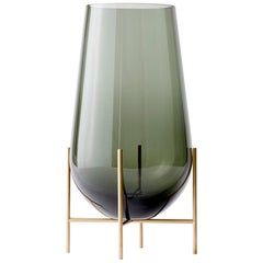 Medium Echasse Vase by Theresa Arns, with Brass Legs and Smoked Glass
