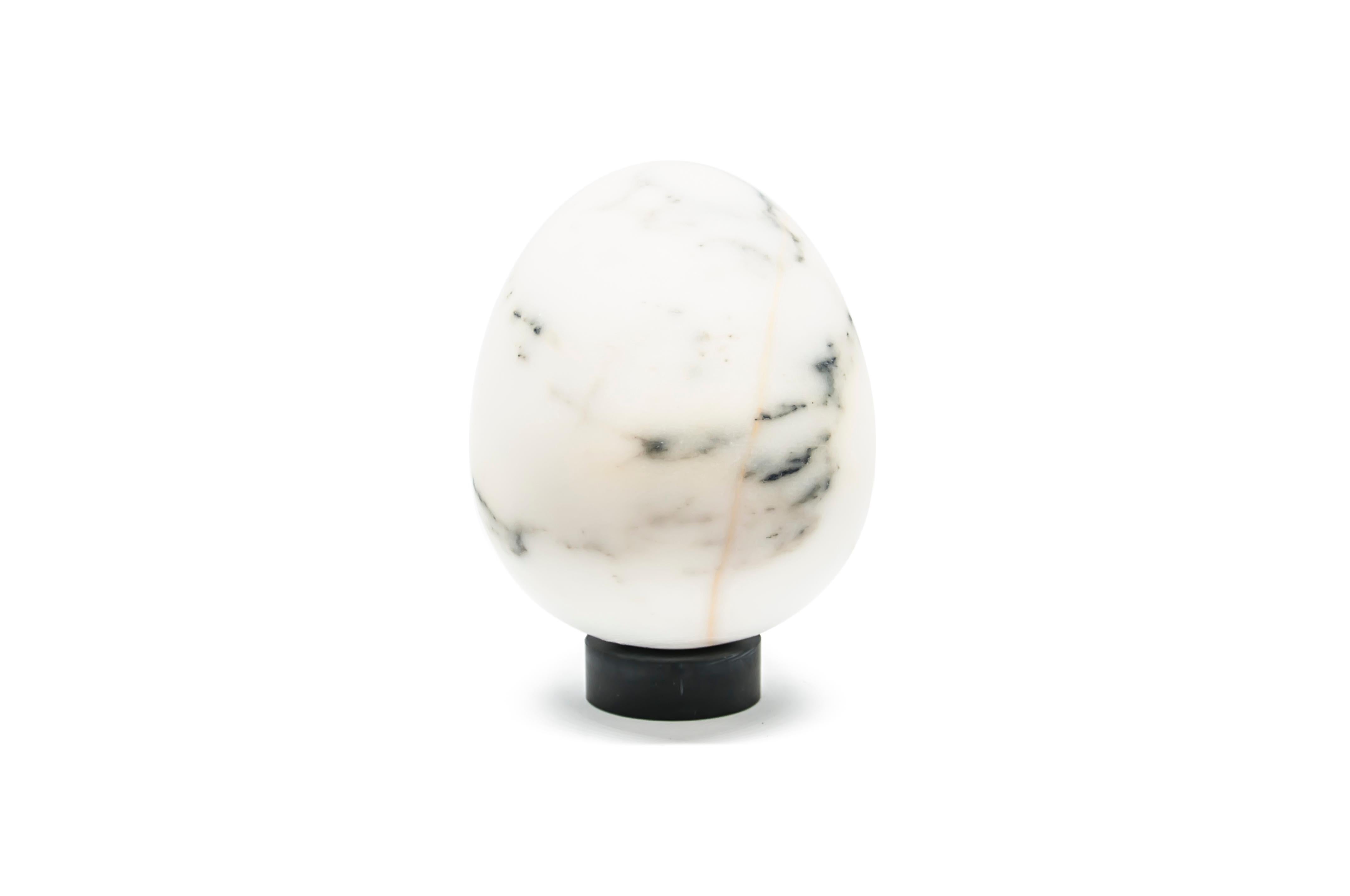 Hand-Crafted Handmade Decorative Medium Egg with Base in Paonazzo Marble For Sale