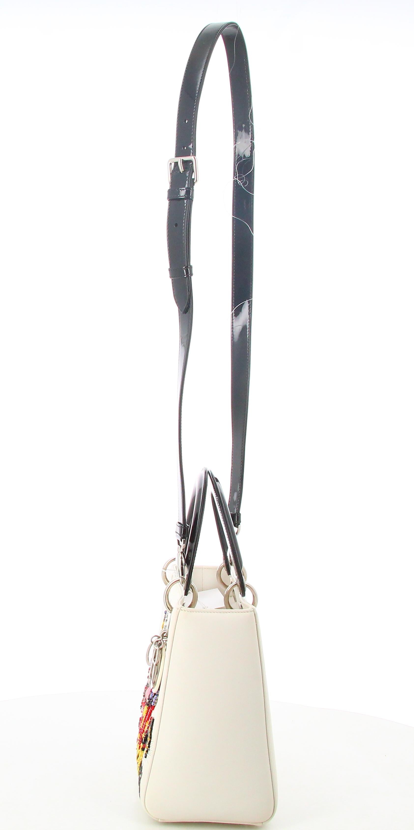 Beige Medium Eiffel Tower Embroidered Lady Dior