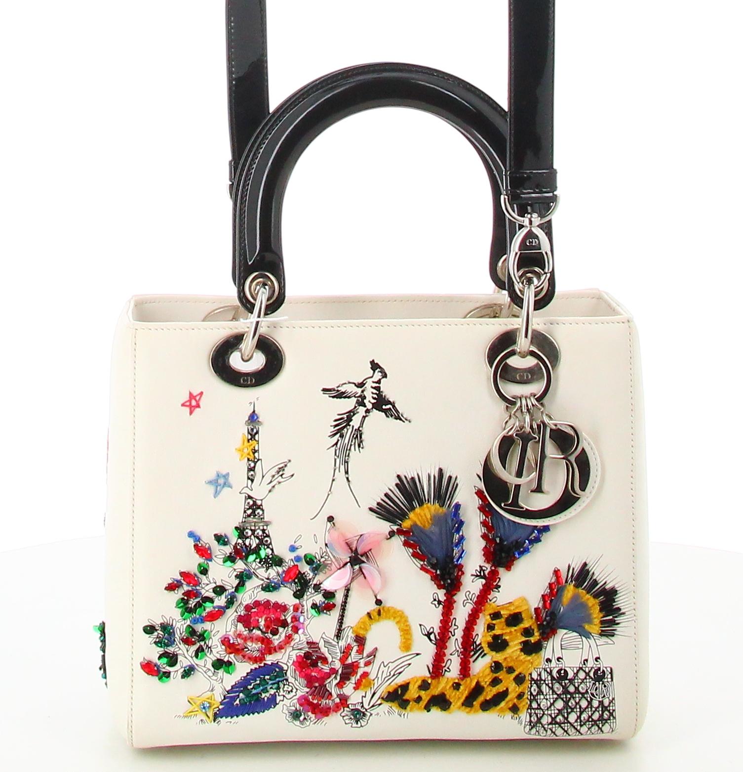 Medium Eiffel Tower Embroidered Lady Dior 1