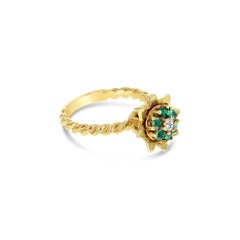 Medium Emerald or Ruby Tulip Ring 14k Yellow Gold